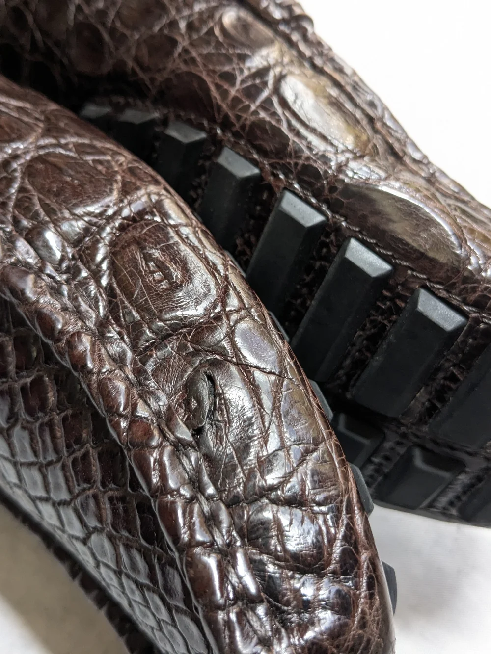 Gucci Driving Horsebit Loafers Brown Crocodile Leather Men US 13.5 Exotic